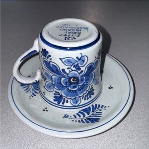 Vintage Delft Blue Holland Hand-painted Cup & Saucer Set